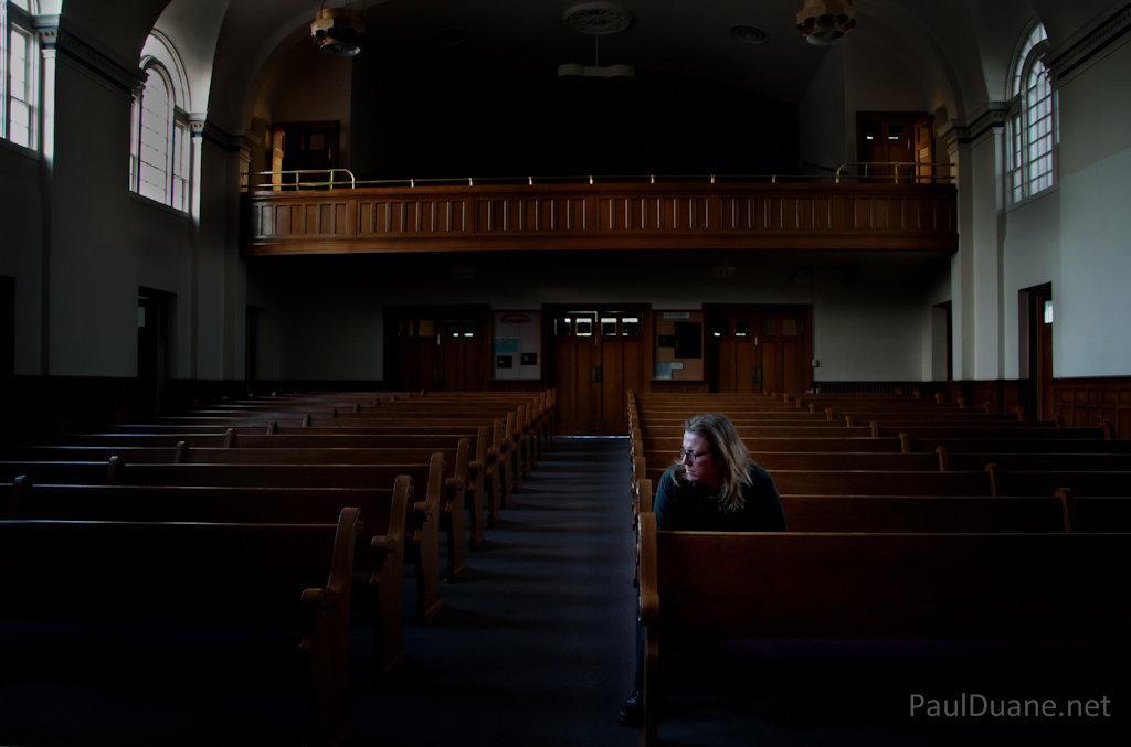 Paul Duane's self portrait in the Logan 2nd Ward LDS chapel