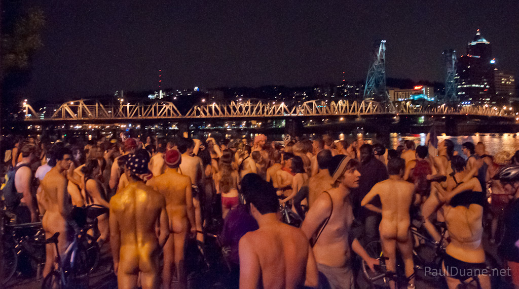 naked dance party after the Portland World Naked Bike Ride 2012