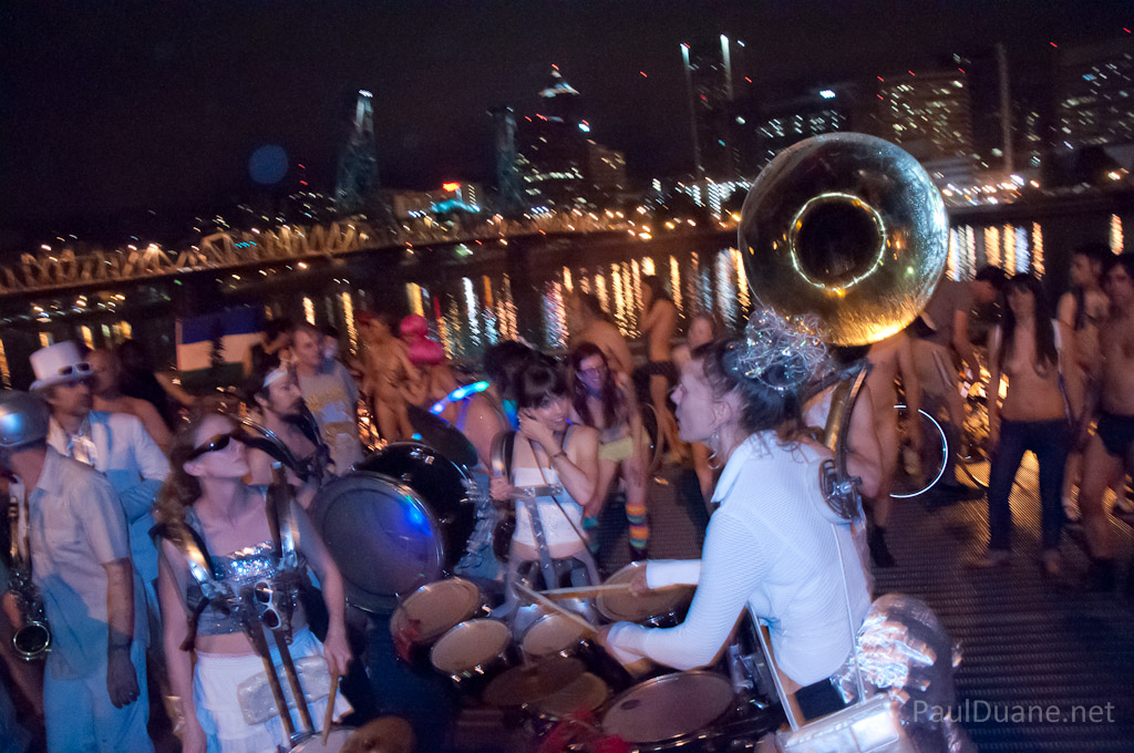 Lovebomb Go Go performing for the Portland World Naked Bike Ride 2012