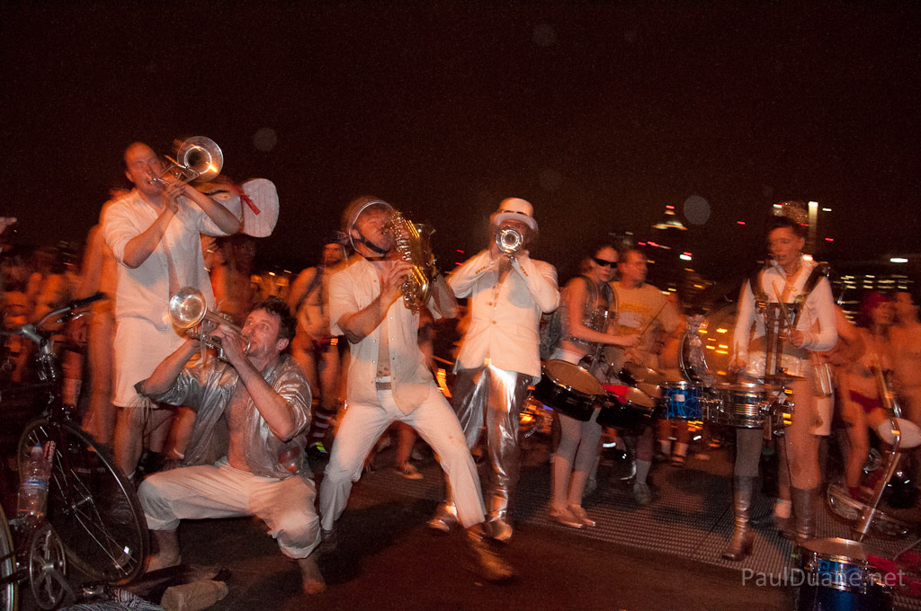 Lovebomb Go Go performing for the Portland World Naked Bike Ride 2012