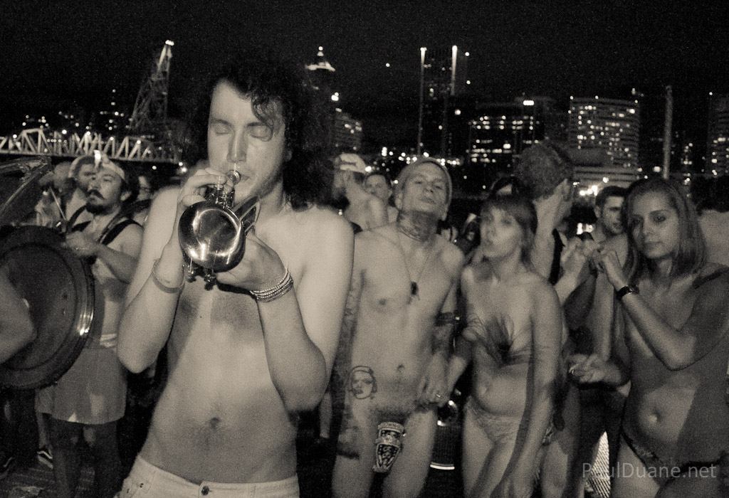 Lovebomb Go Go performing for the Portland World Naked Bike Ride 2012